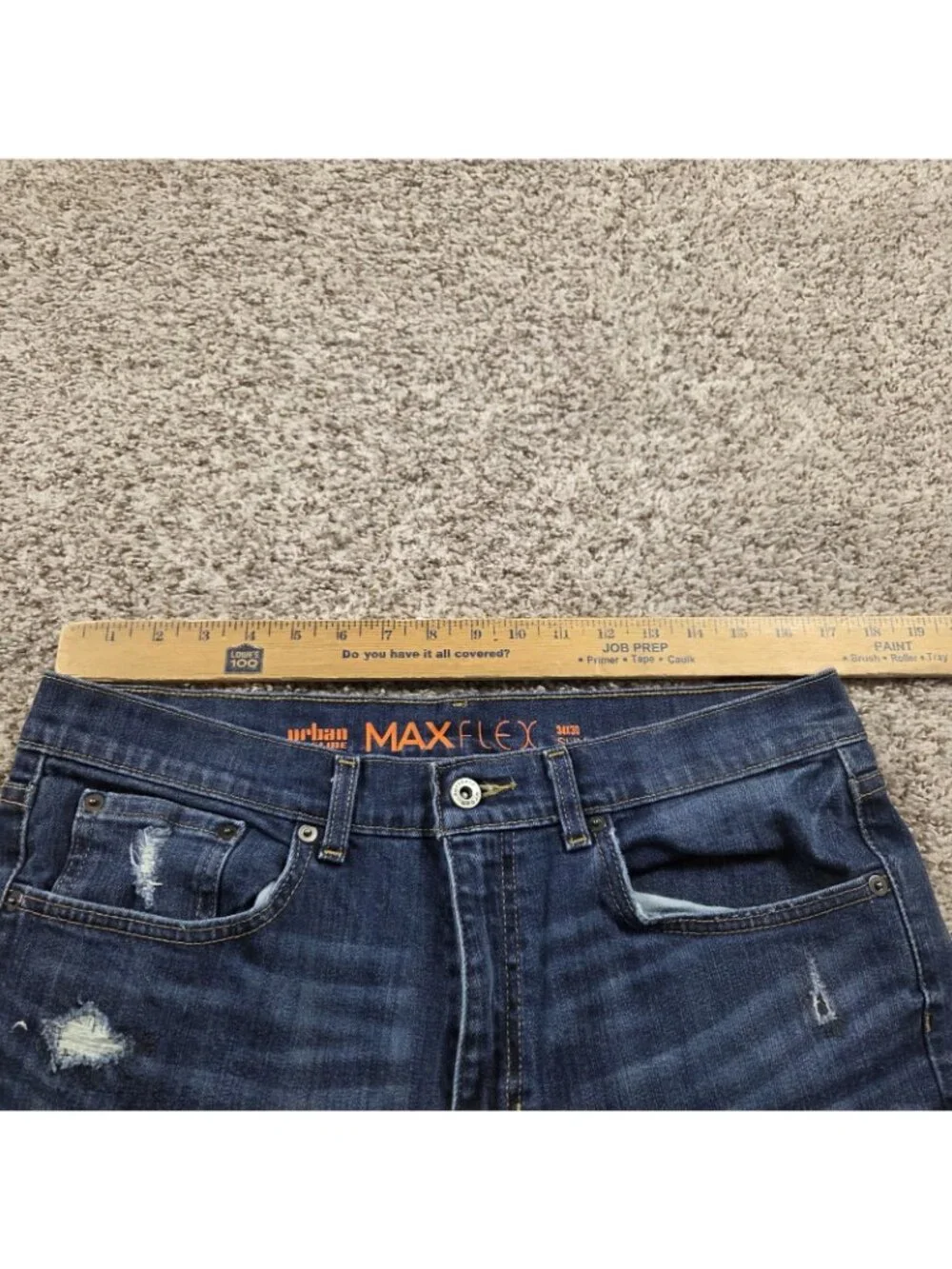 Urban Pipeline Jeans Mens 34x30 Blue Slim Fit Dark Wash Distressed Denim